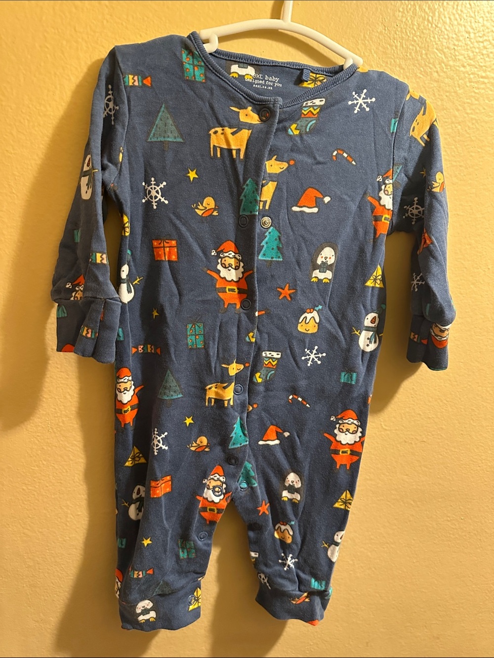 Next Direct Navy Blue Holiday Print Baby One-Piece